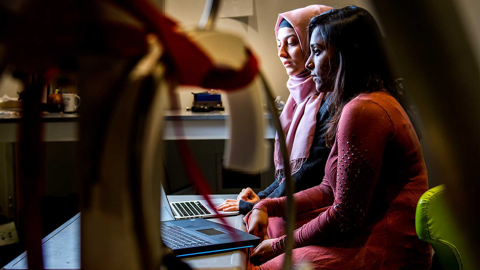 two students at computers