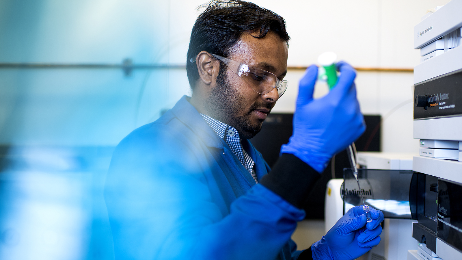 research student in lab